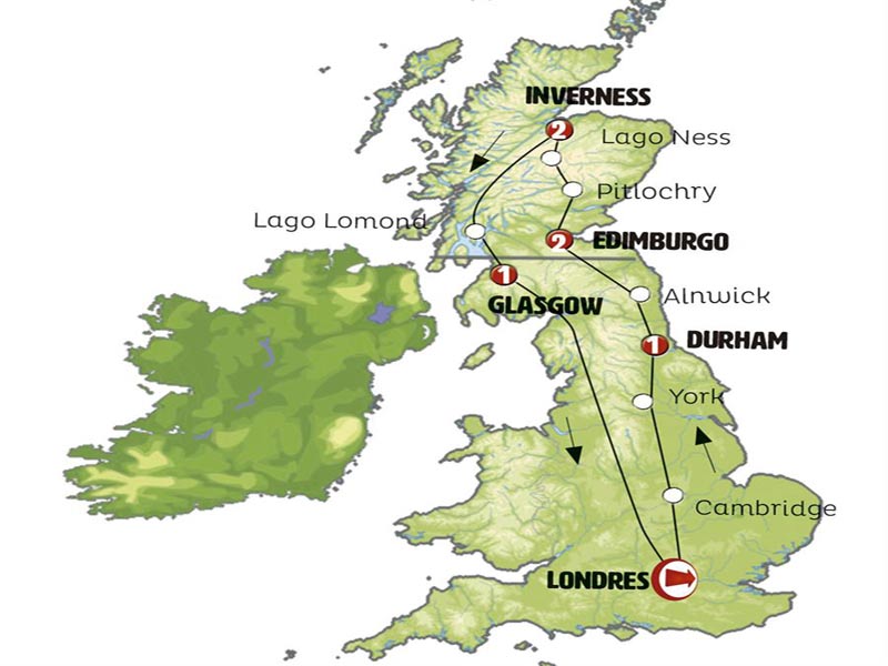 Itinerario sede Londres a Escocia